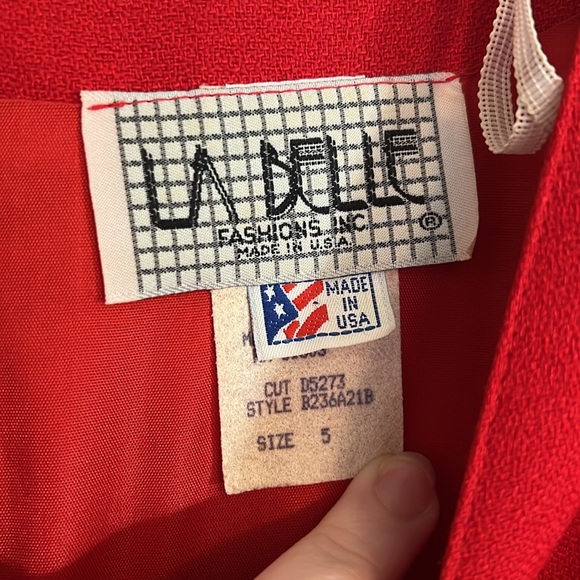 VTG 80s La Belle Juniors Sz 5 Red Long Sleeve Mini Dress Shoulder Pads H1 - Picture 5 of 12